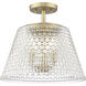 Saben 3 Light 15 inch Vintage Brass Indoor Semi-Flush Ceiling Light